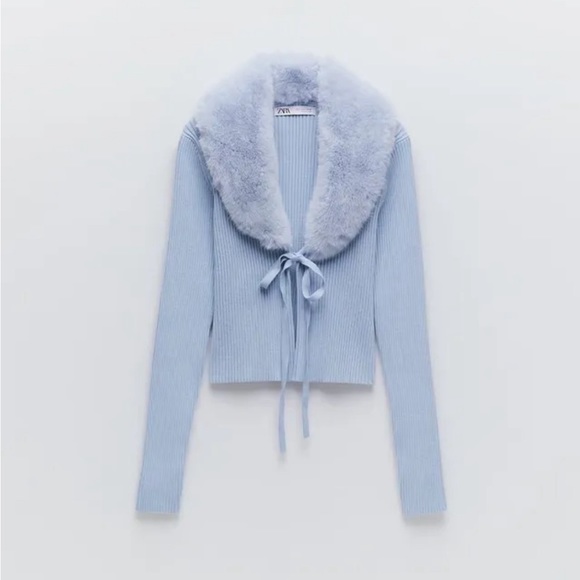 Zara Faux fur ribbed cardigan - Picture 2 of 7